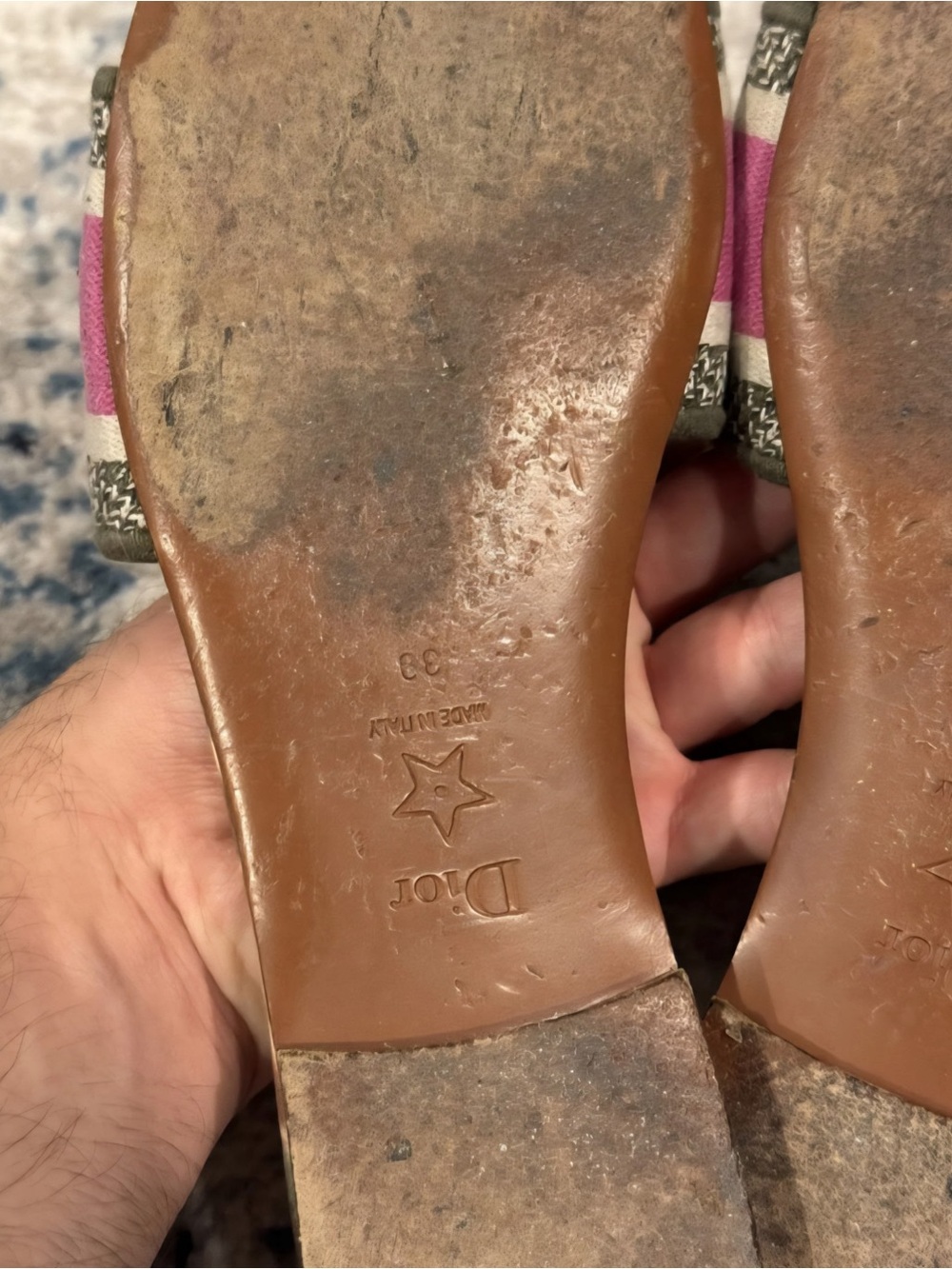 Dior Pink and Green Slide Sandals - Christian Dior - Picture 5 of 8